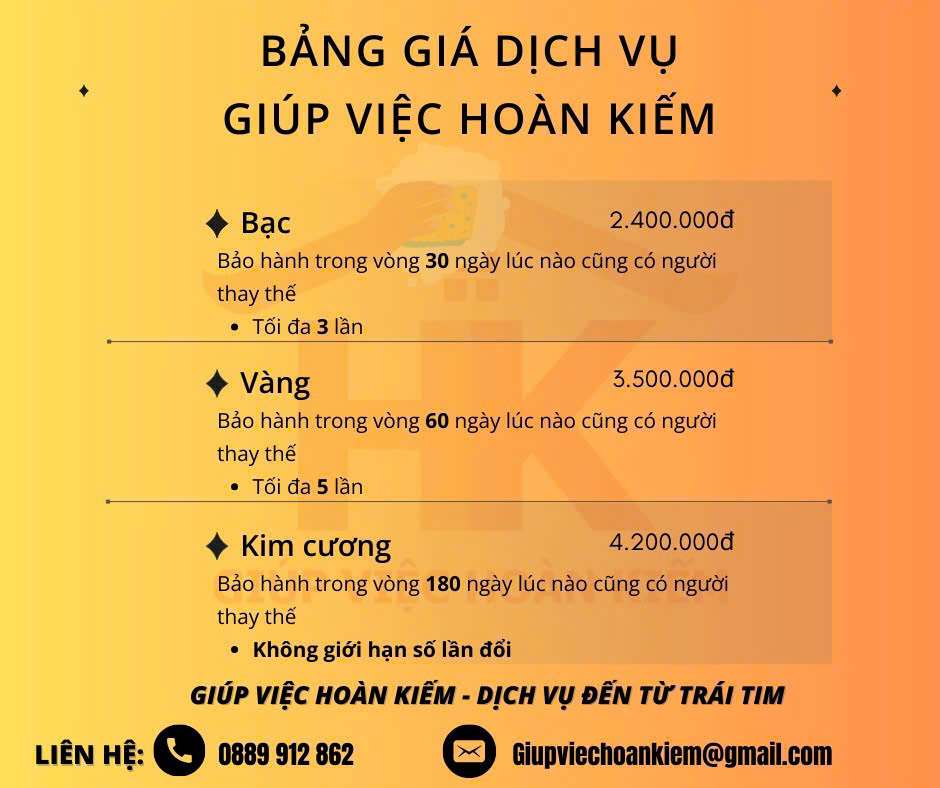 Bảng phí Giúp việc Hoàn Kiếm